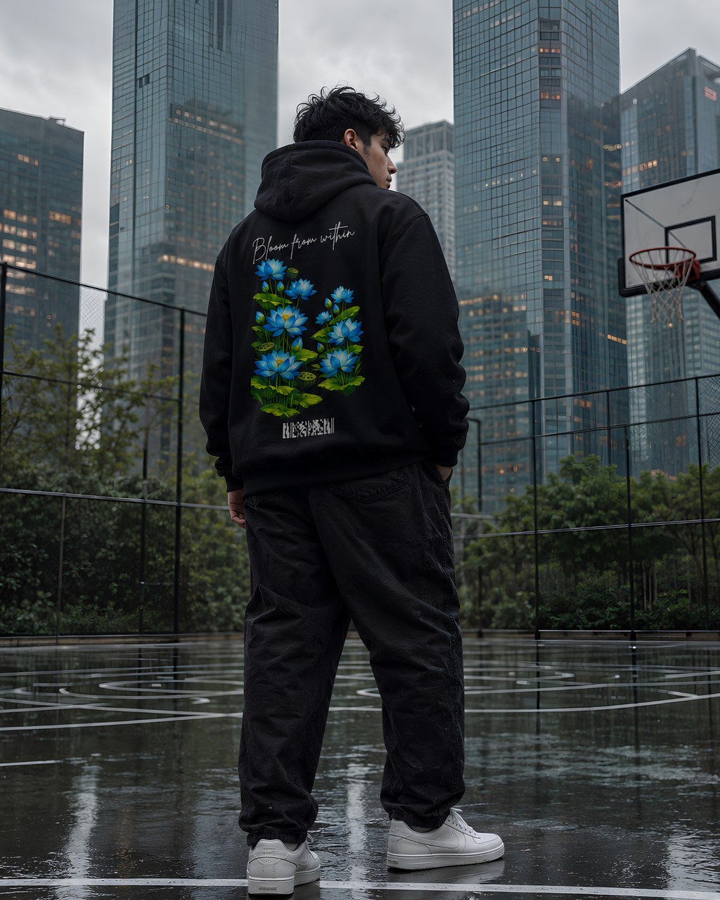 Blue Lotus Oversize Unisex Hoodie