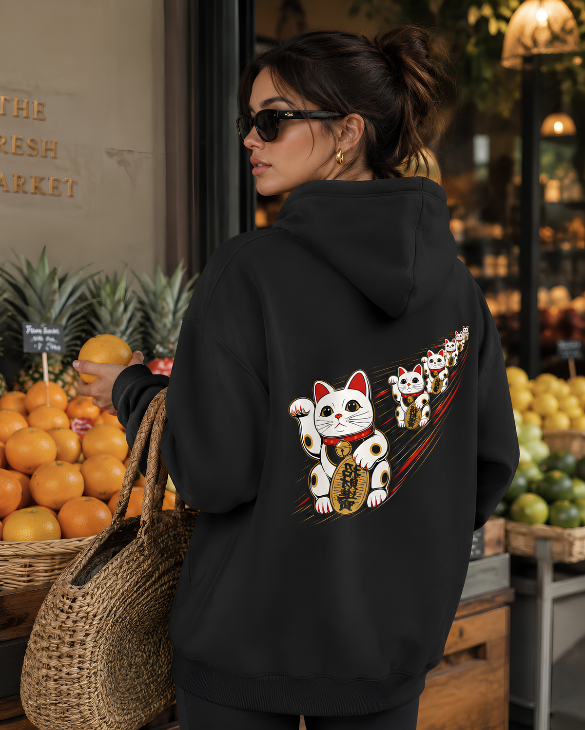 Lucky Cat Oversize Unisex Hoodie