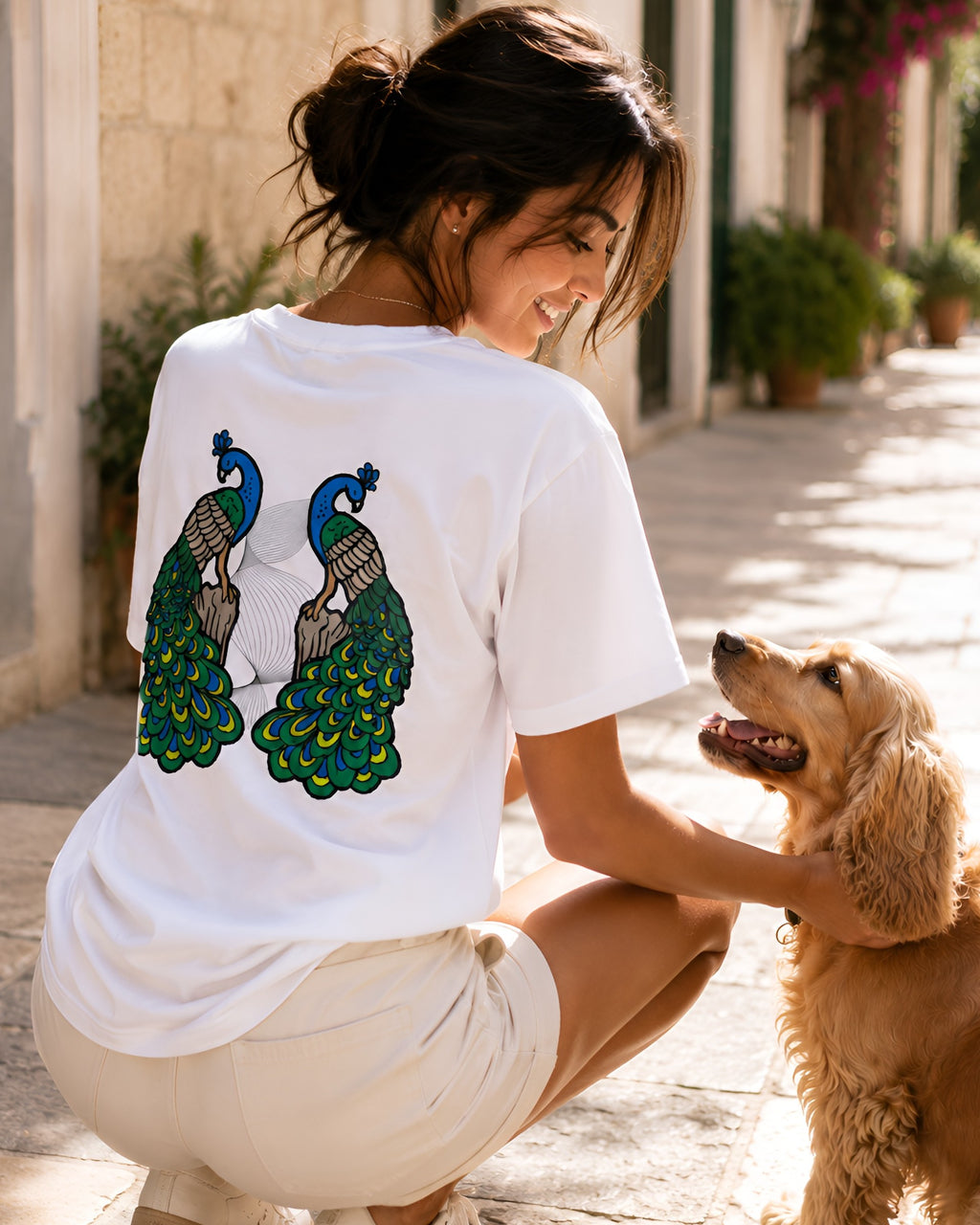 Peafowl Duality Oversize Unisex Tshirt