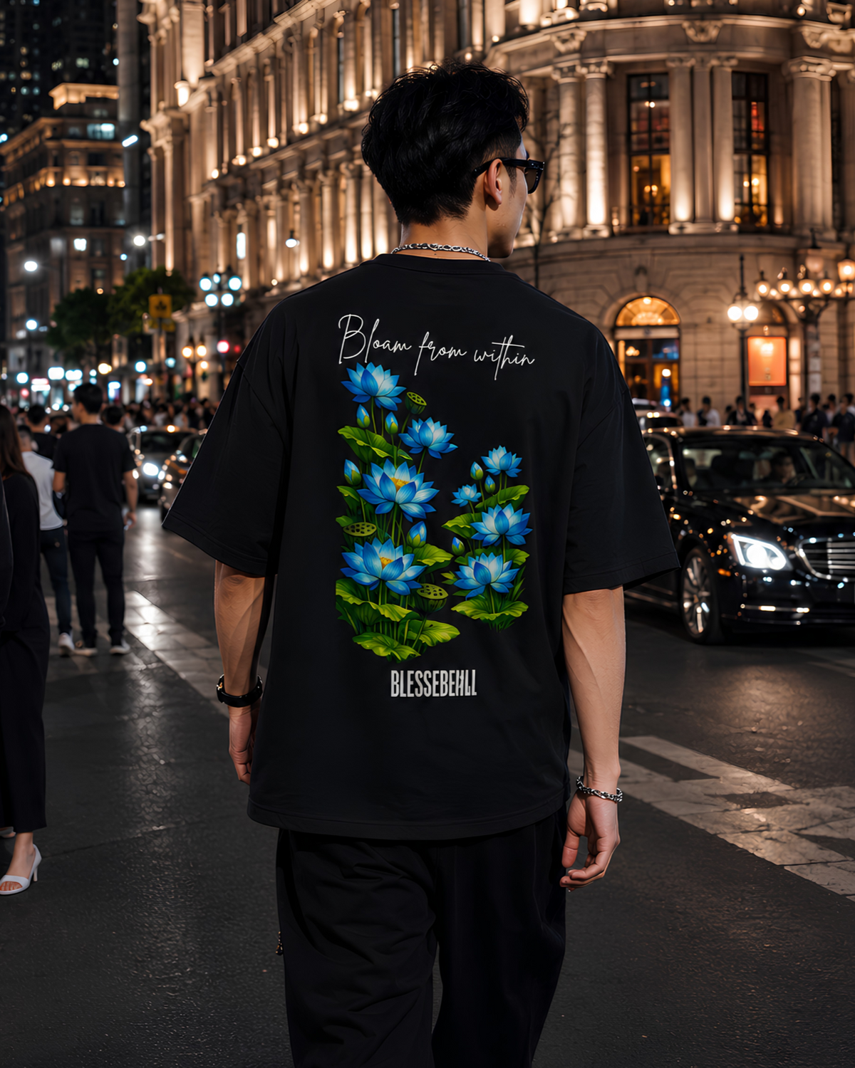 Blue Lotus Oversize Unisex Tshirt