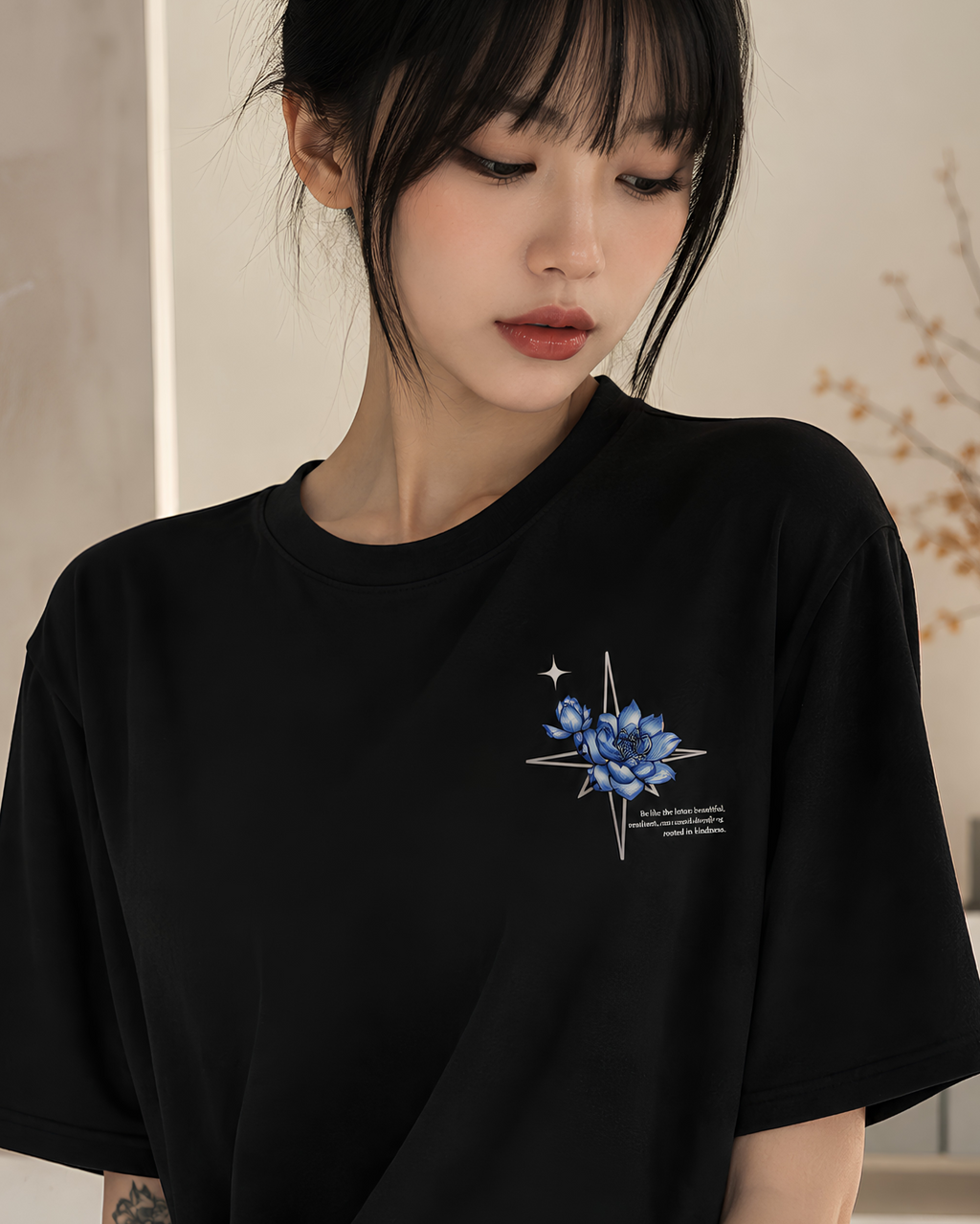 Blue Lotus Oversize Unisex Tshirt
