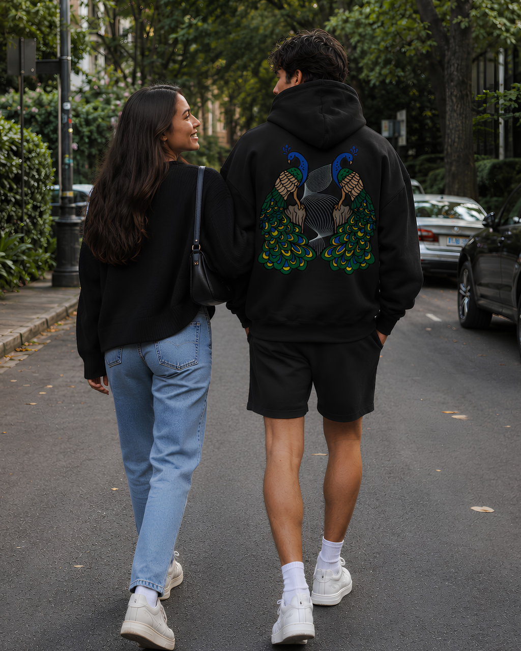 Peafowl Duality Oversize Unisex Hoodie